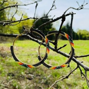 Hand beaded Navajo style earrings